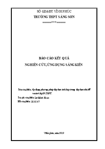 Sáng kiến kinh nghiệm Áp dụng phương pháp dạy học tích hợp trong dạy học chủ đề vectơ ở lớp 10 THPT