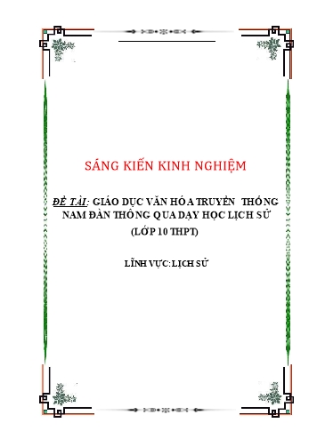 Sáng kiến kinh nghiệm Giáo dục văn hóa truyền thống Nam Đàn thông qua dạy học Lịch sử lớp 10 THPT