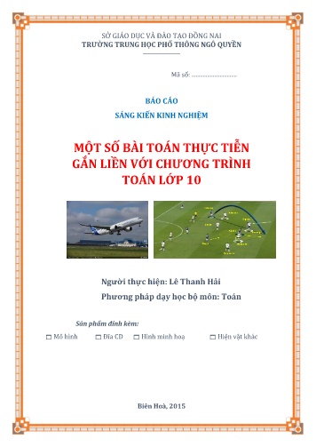 Sáng kiến kinh nghiệm Một số bài toán thực tiễn gắn liền với chương trình toán lớp 10