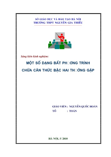 Sáng kiến kinh nghiệm Một số dạng bất phương trình chứa căn thức bậc hai thường gặp