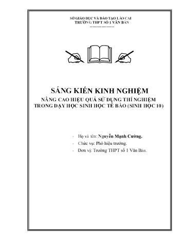 Sáng kiến kinh nghiệm Nâng cao hiệu quả sử dụng thí nghiệm trong dạy học sinh học tế bào (Sinh học 10)