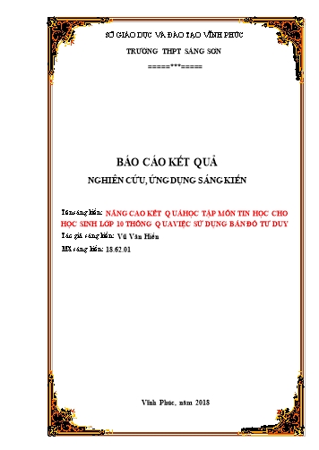 Sáng kiến kinh nghiệm Nâng cao kết quả học tập môn Tin học cho học sinh lớp 10 thông qua việc sử dụng bản đồ tư duy