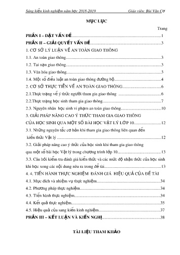 Sáng kiến kinh nghiệm Nâng cao ý thức tham gia giao thông cho học sinh qua một số bài học trong chương trình Vật lý lớp 10