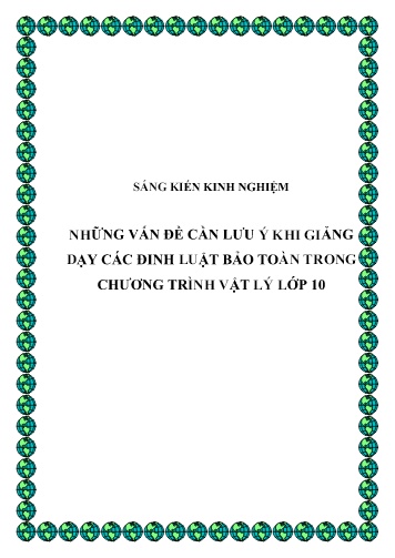 Sáng kiến kinh nghiệm Những vấn đề cần lưu ý khi giảng dạy các định luật bảo toàn trong chương trình Vật lý lớp 10