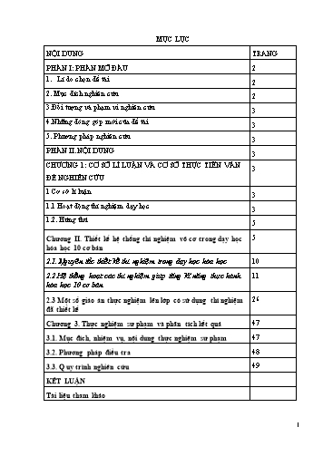 Sáng kiến kinh nghiệm Phát triển năng lực thực hành cho học sinh THPT thông qua thí nghiệm thực hành lớp 10 cơ bản