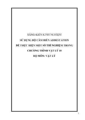 Sáng kiến kinh nghiệm Sử dụng bộ cảm biến Addestation để thực hiện một số thí nghiệm trong chương trình Vật lý 10