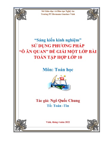 Sáng kiến kinh nghiệm Sử dụng phương pháp “Ô ăn quan” để giải một bài toán tập hợp lớp 10