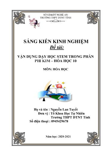 Sáng kiến kinh nghiệm Vận dụng dạy học STEM trong phần phi kim – Hóa học 10