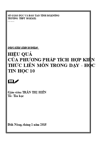 Sáng kiến kinh nghiệm Vận dụng kiến thức liên môn vào dạy một tiết học cụ thể trong môn Tin học lớp 10